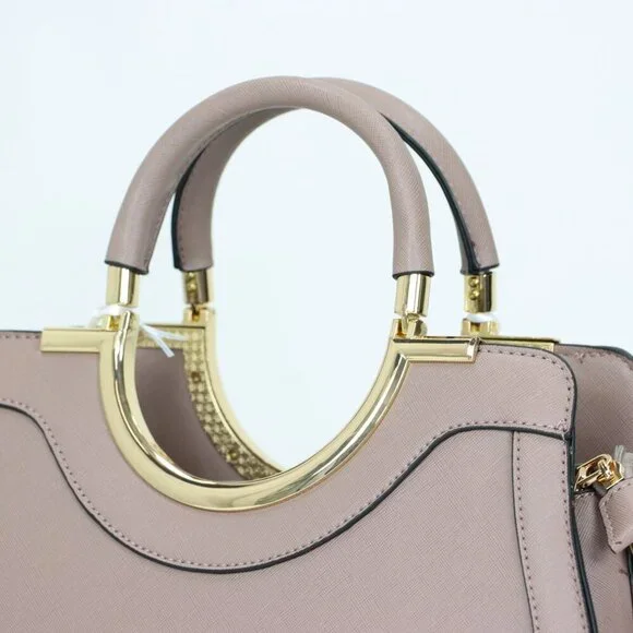 Mauve Faux Leather Purse and Wallet 2 in 1 Set Tote Cross Body Shoulder Hand Bag - Picture 6 of 12